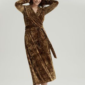 NWT Long Tall Sally Gold Crushed Velvet Wrap Dress